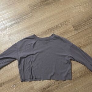 Purple Women's Long Sleeve Top Waffle Material